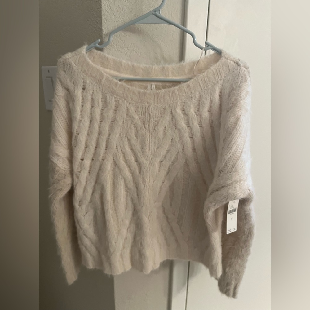 By Anthropologie Eyelash Cable-Knit Sweater in Ivory